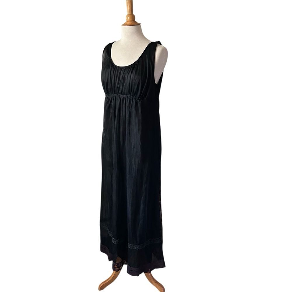 Vintage Val Mode Long Black Sheer Nightgown - Large - Picture 5 of 9